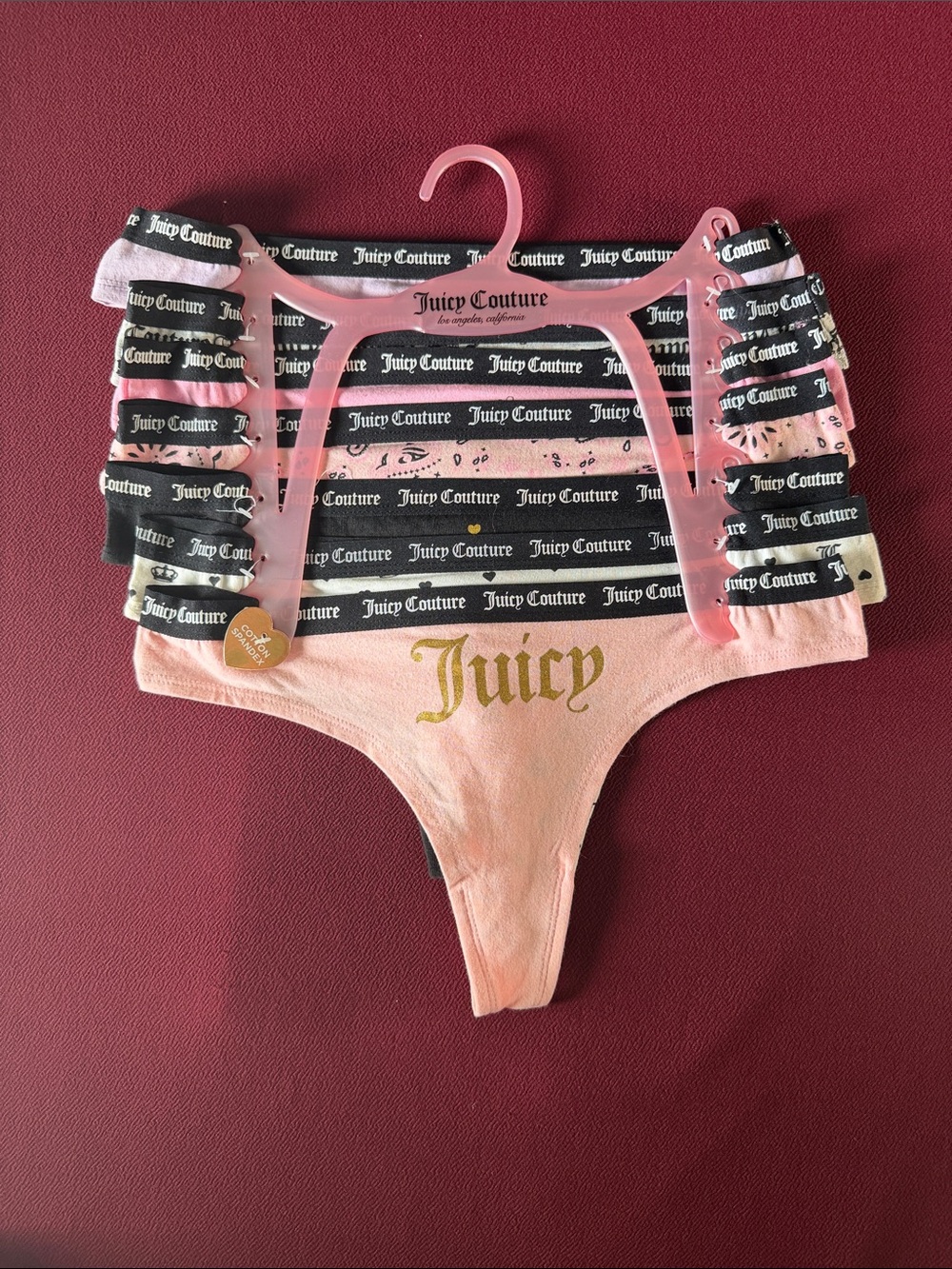 Juicy Couture Thong Cotton Panties 7- Pack XL